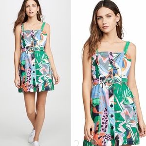 Parker Weslyn Tropical Print Belted Linen Dress